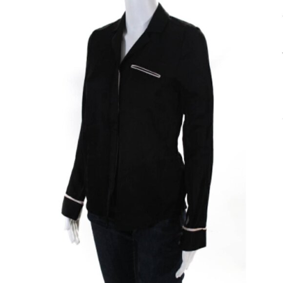 J BRAND Button Down Business Casual Pajama Shirt Black XS - Picture 8 of 12
